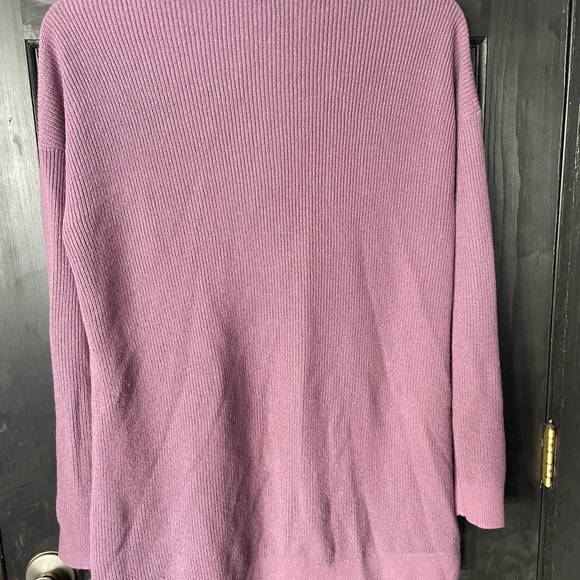 Lilac Open-Front Ribbed Cardigan Sweater - Picture 3 of 4